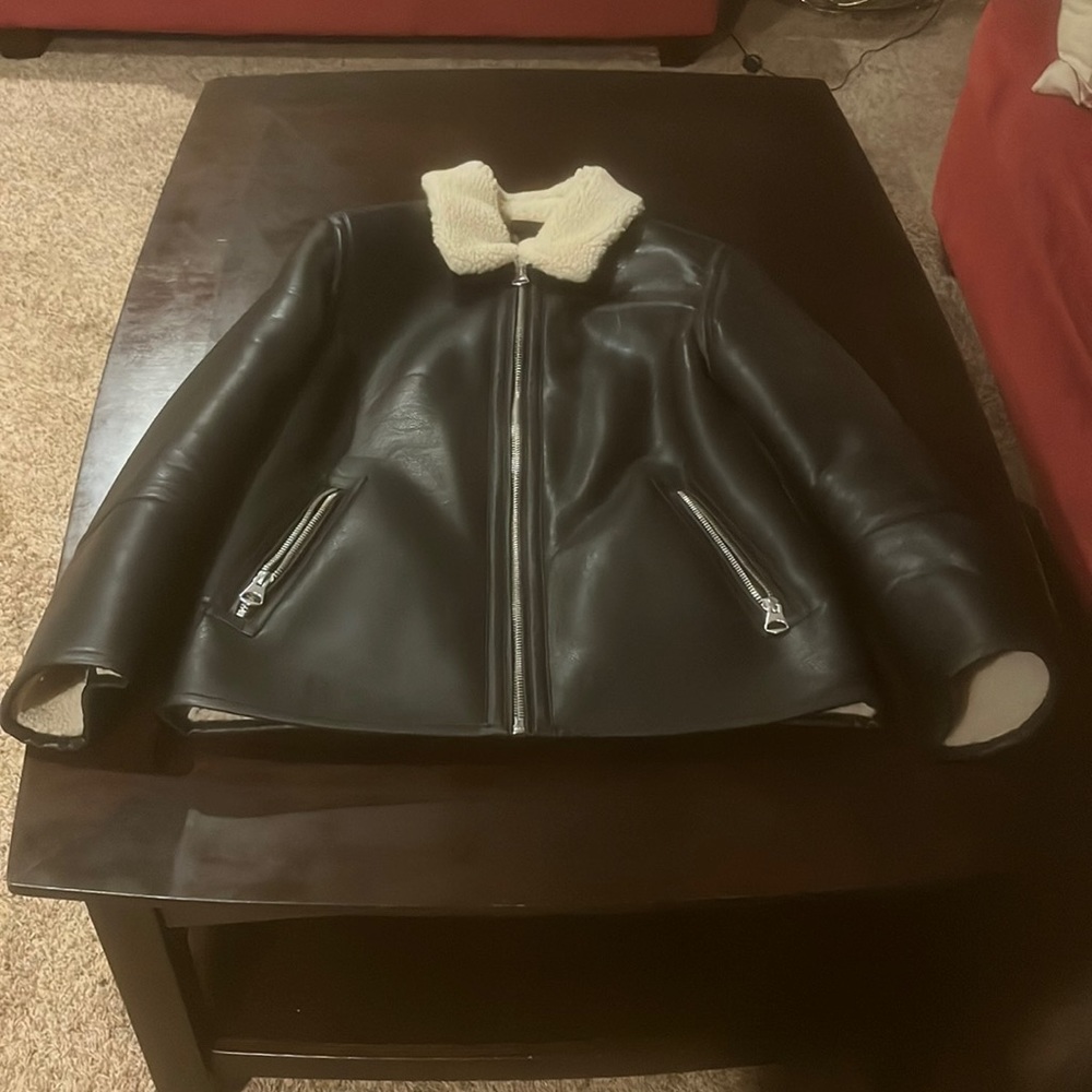 H&M Men’s faux Leather Coat Size M